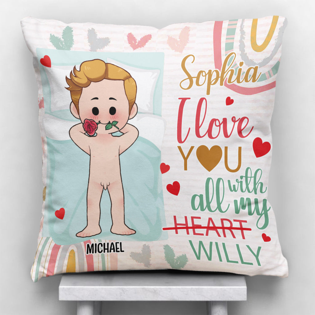 Je t'aime de tout mon cœur - Coussin décoratif personnalisé pour couple