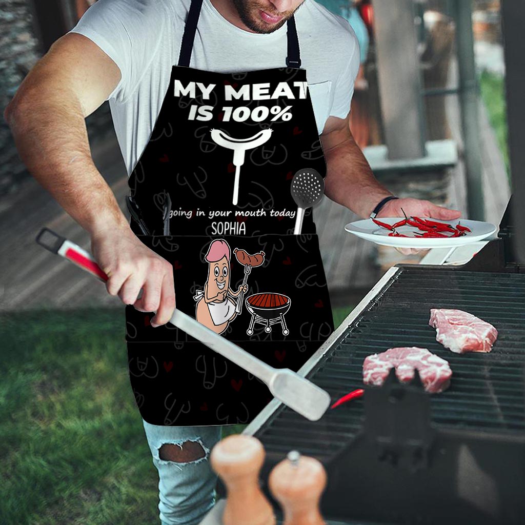 Ma viande finira à 100% dans ta bouche aujourd'hui - Tablier de couple personnalisé