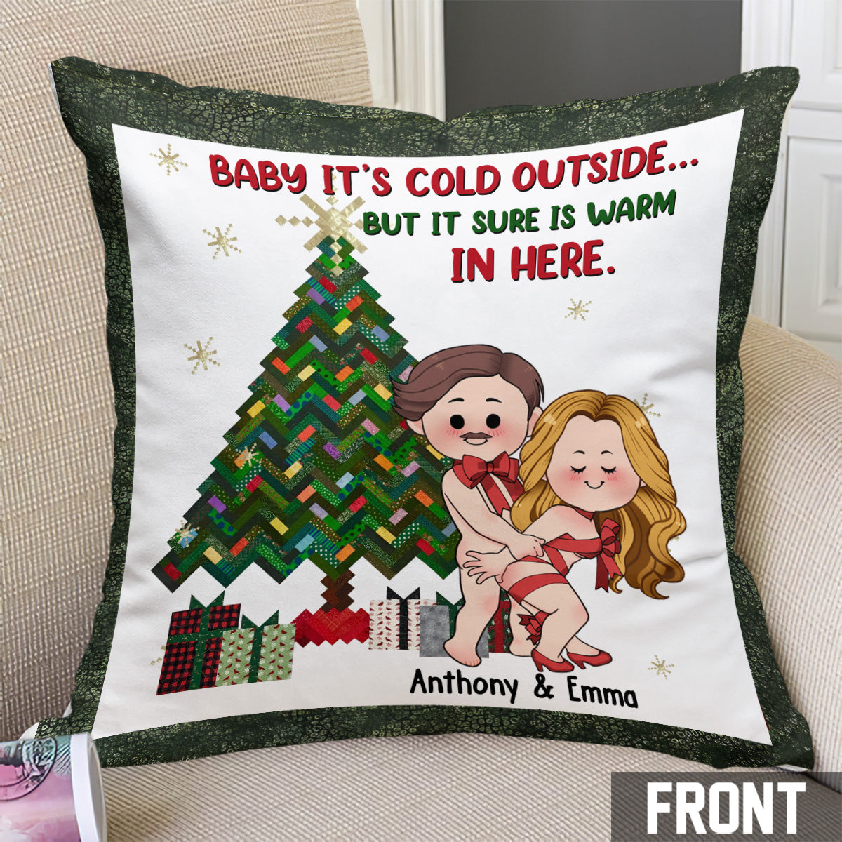 Au chaud ici - cadeau pour femme, petit ami - Coussin décoratif personnalisé