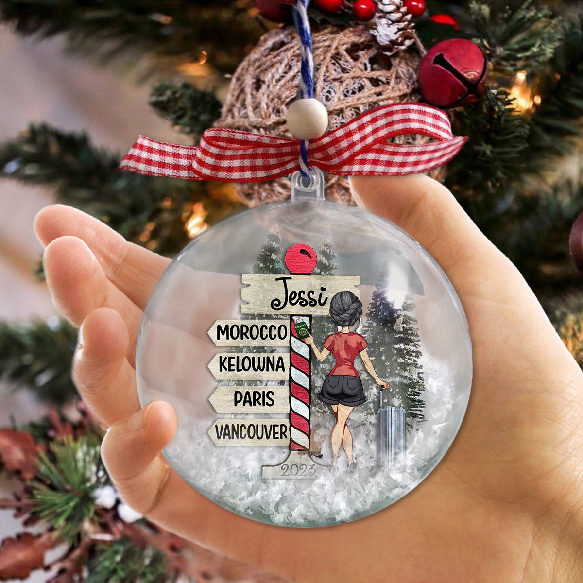 Love Travelling - Personalized Travelling Snow Globe Ornament