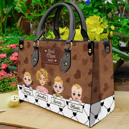 Meilleure grand-mère du monde - Cadeau pour grand-mère, maman, tante - Sac à main en cuir personnalisé
