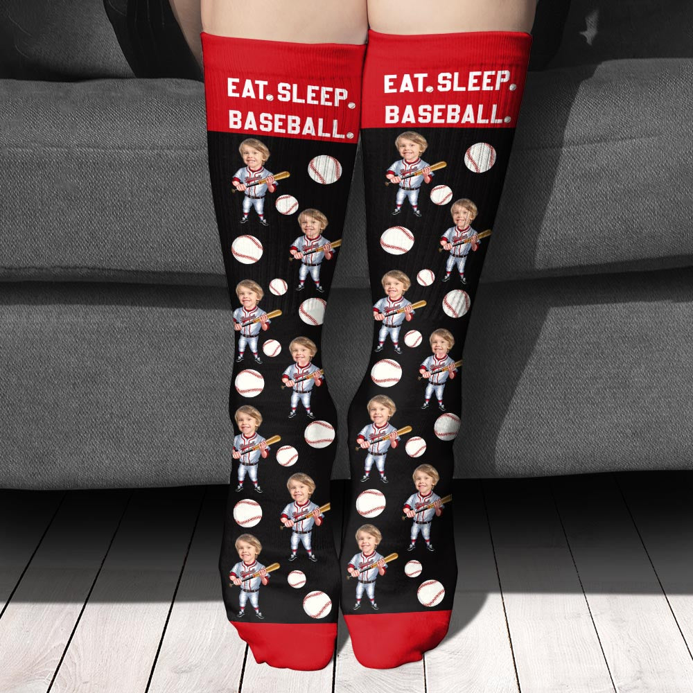 Eat Sleep Baseball - Personalized Baseball Socks