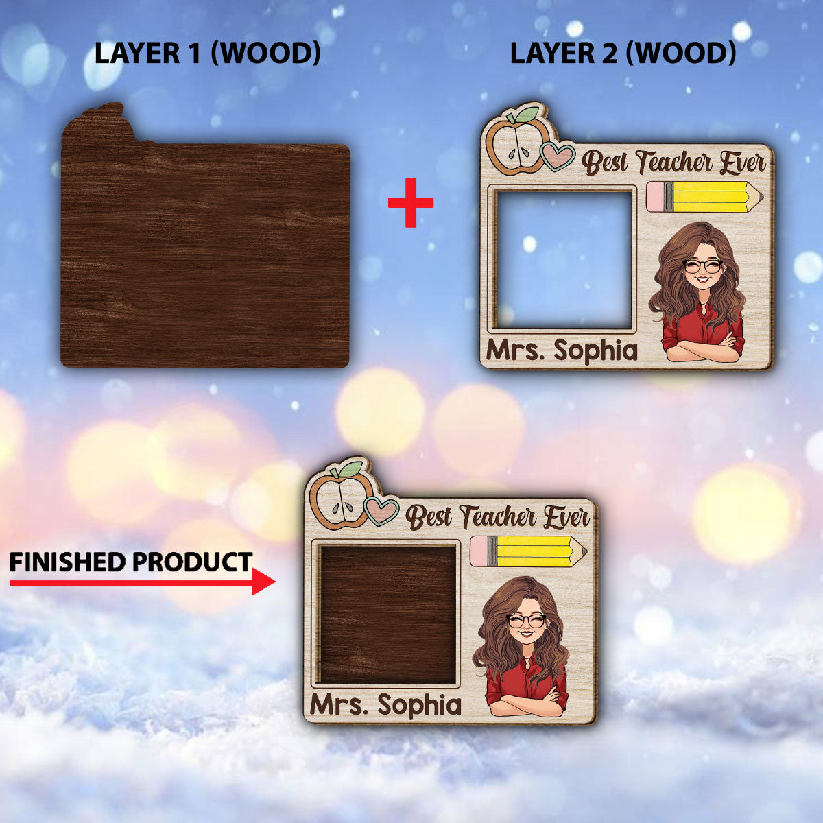 Meilleur professeur du monde - Panneau en bois personnalisé à 2 couches