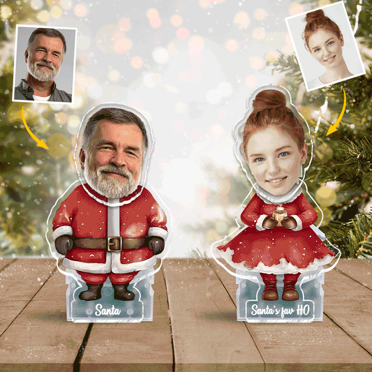 Le Père Noël et sa mascotte préférée - cadeau pour mari, femme, petit ami, petite amie - Tête à secouer personnalisée