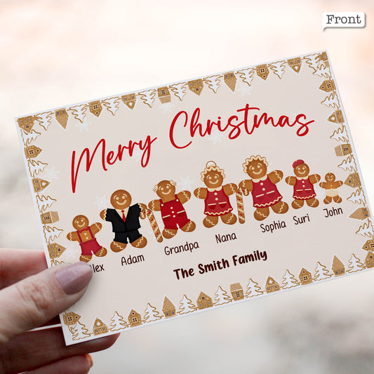 Joyeux Noël Famille en pain d'épice - Carte de vœux personnalisée pour toute la famille