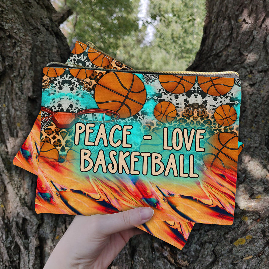 Sac de basket personnalisé Peace Love Basketball Leopard - Pochette de basket personnalisée
