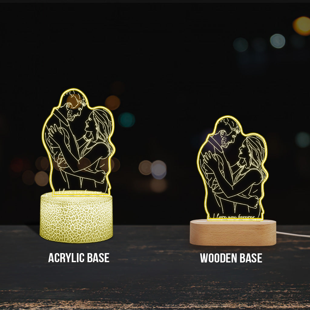 Je t'aimerai toujours - Plaque lumineuse personnalisée pour couple - Socle lumineux en forme de plaque - Je t'aimerai toujours