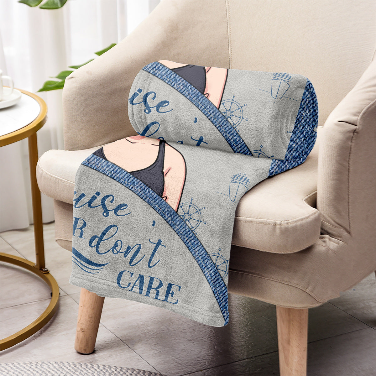 Couverture de croisière personnalisée « Cheveux de croisière, on s'en fiche »