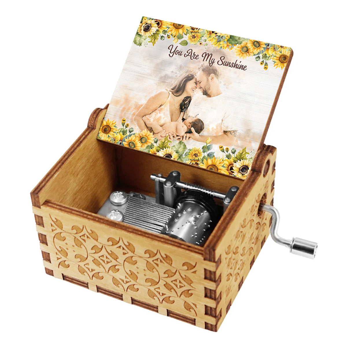 Notre Famille - Boîte à musique à manivelle personnalisée pour toute la famille