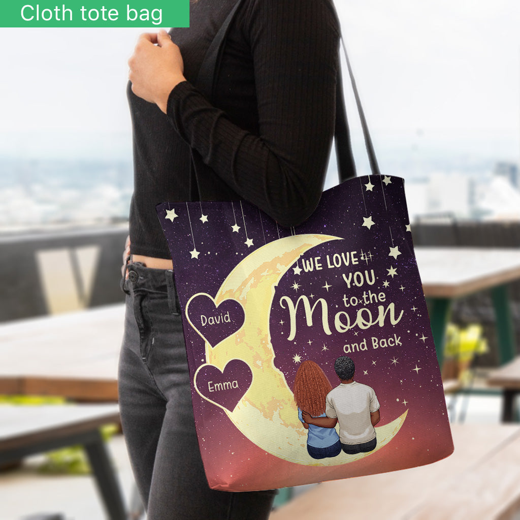 Aller et revenir de la Lune - Cadeau pour grand-mère, maman, fille, petite-fille - Sac fourre-tout personnalisé