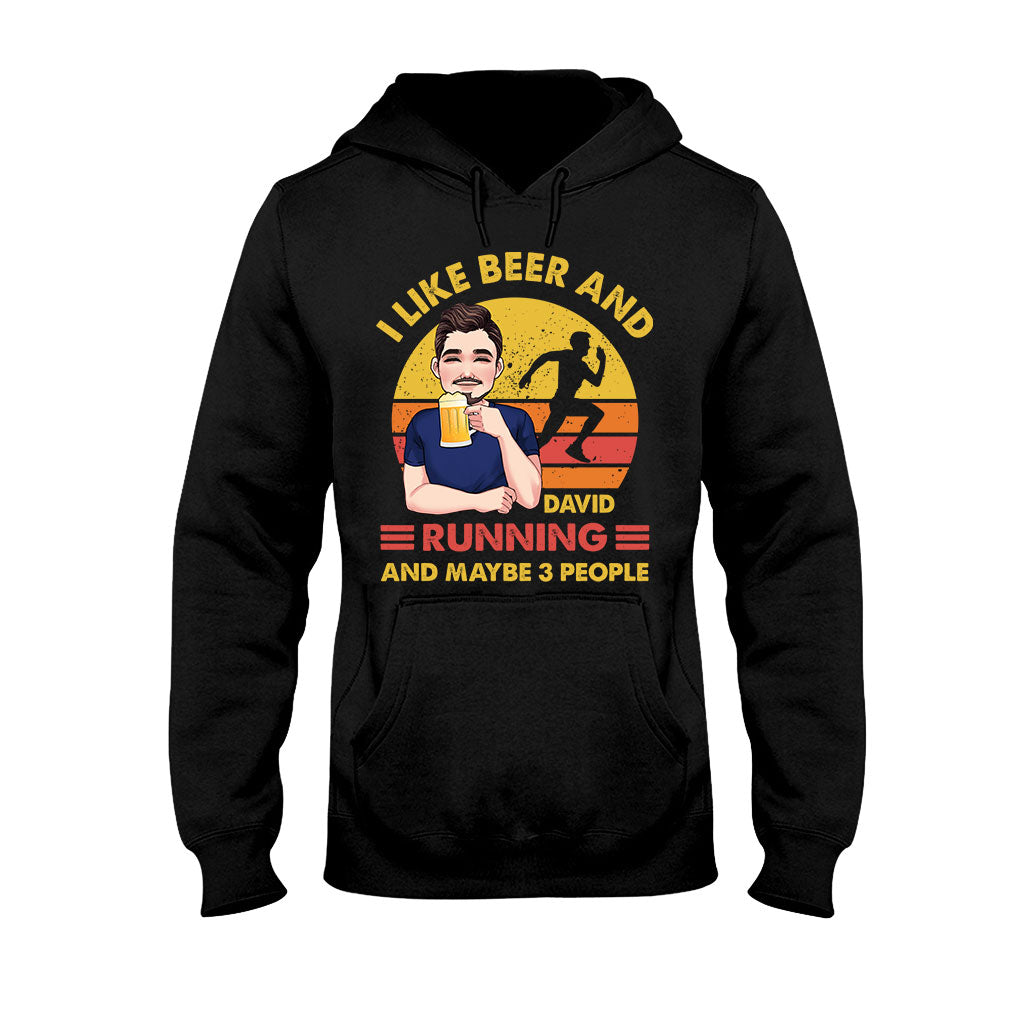 J'aime la bière et la course à pied - T-shirt et sweat à capuche de course personnalisés