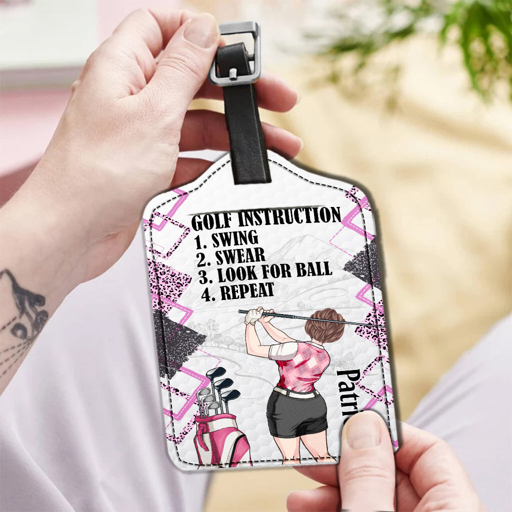 Juste une fille - Étiquette à bagages personnalisée en cuir pour le golf