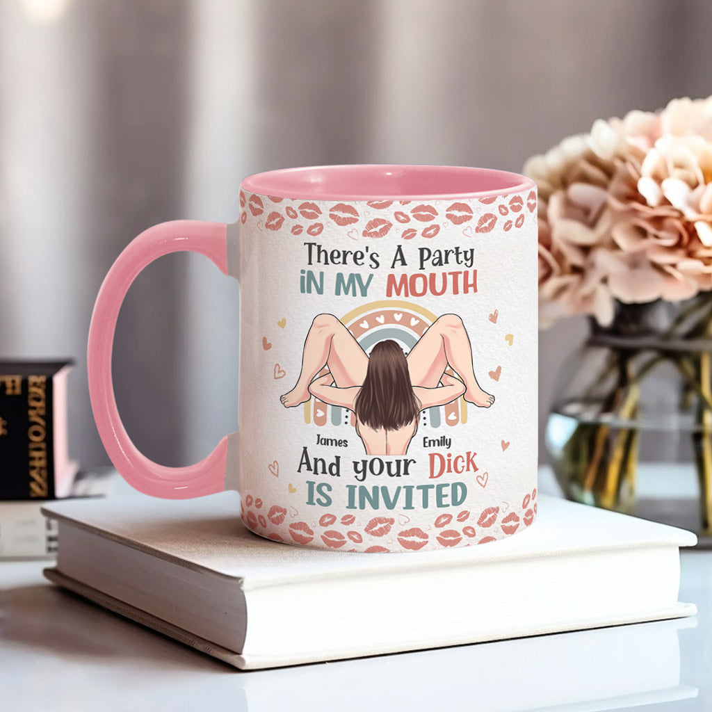 « J’ai la fête dans la bouche » - Mug personnalisé pour couple