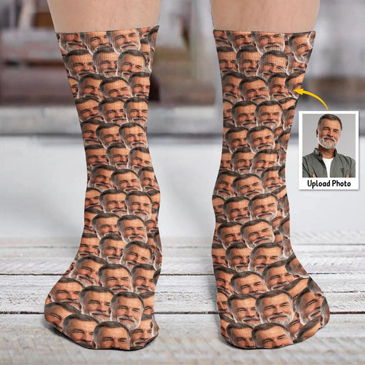 Chaussettes personnalisées pour grand-père avec visage imprimé -