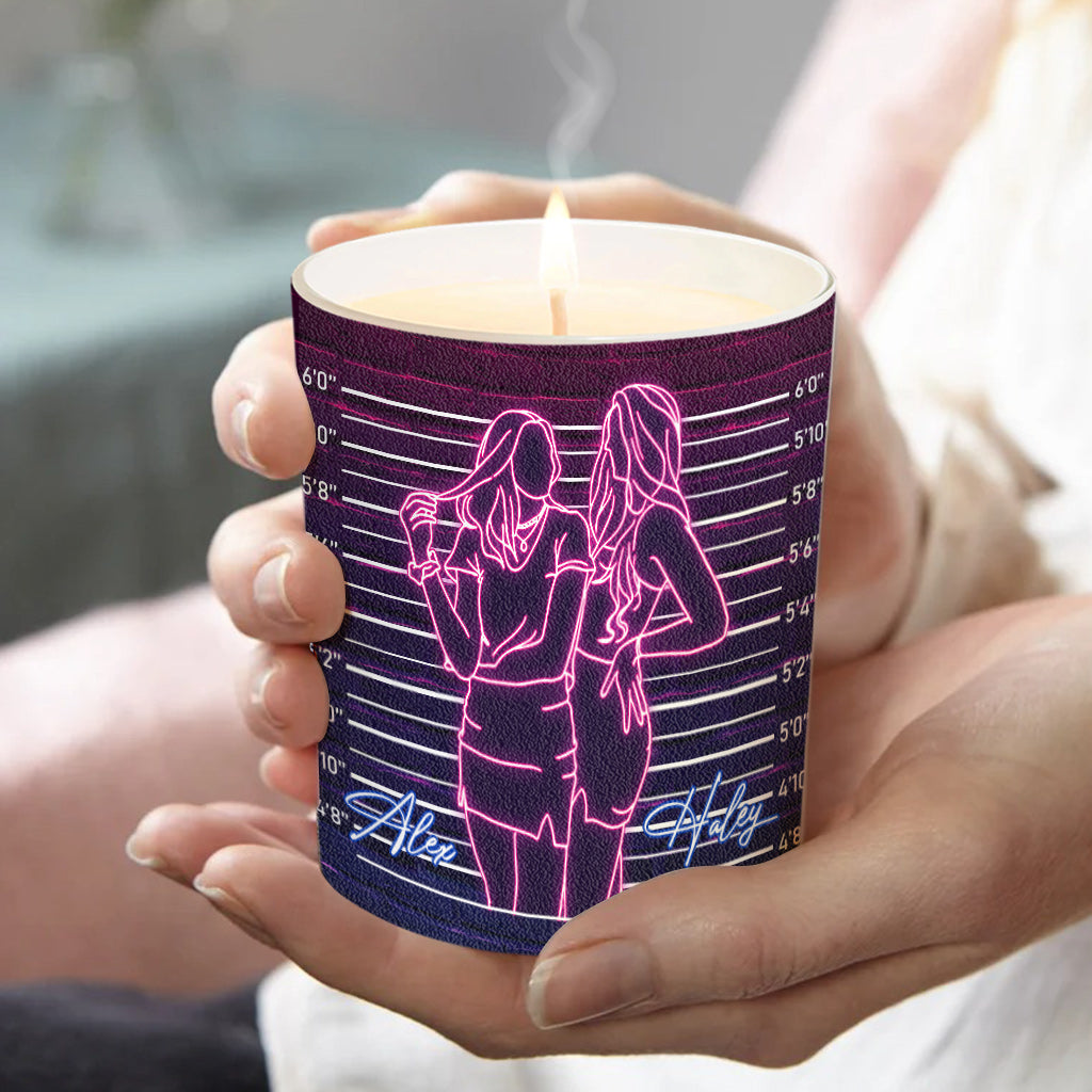 Félicitations pour être ma complice ! - Cadeau pour une amie - Bougie personnalisée avec couvercle en bois