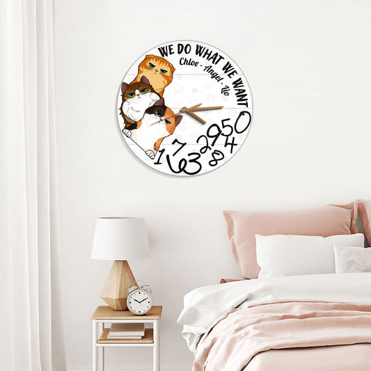 Je fais ce que je veux - Horloge murale personnalisée pour chat