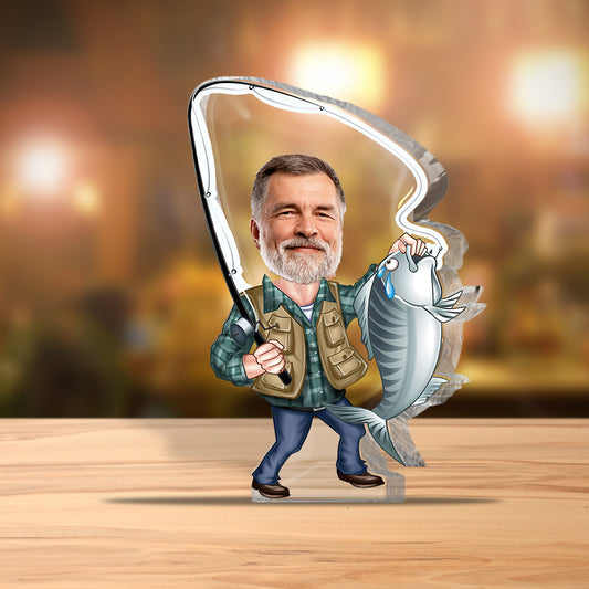 Passionné de pêche ? Plaque acrylique personnalisée sur le thème de la pêche.