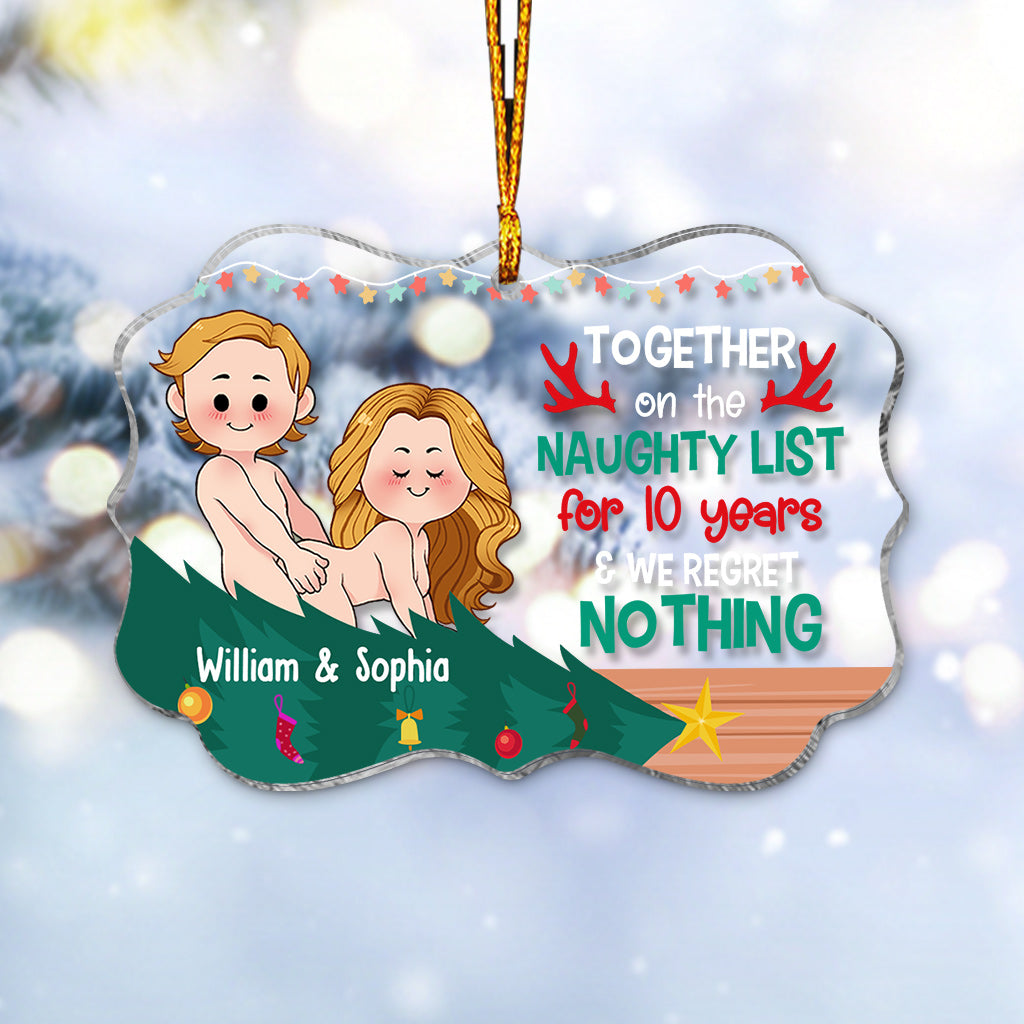Together On The Naughty List - Personalized Couple Transparent Ornament