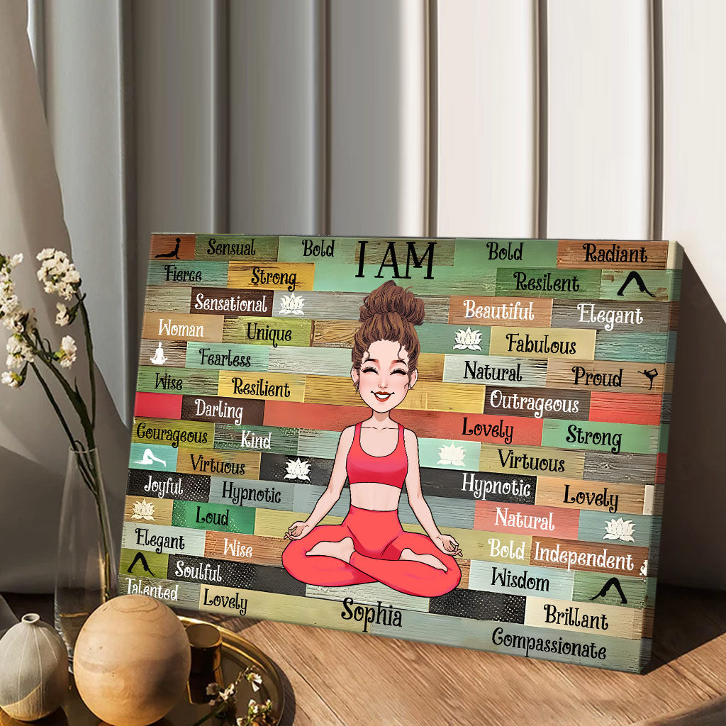 Je suis - Toile et affiche de yoga personnalisées