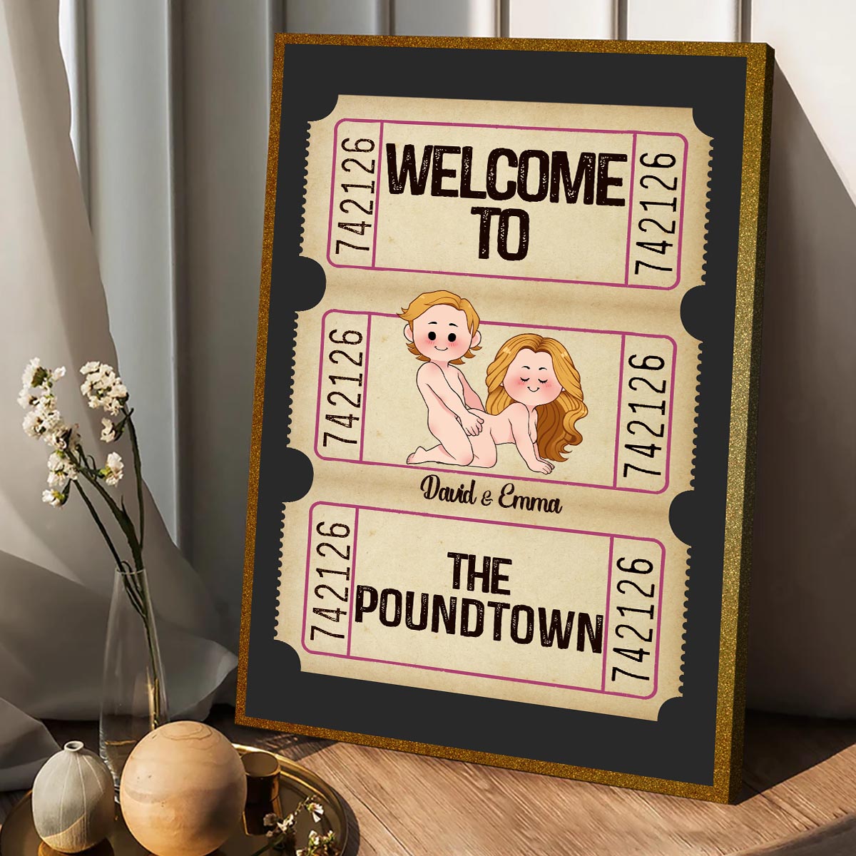 Bienvenue à Poundtown ! Adulte inapproprié - Toile et affiche personnalisées pour couples