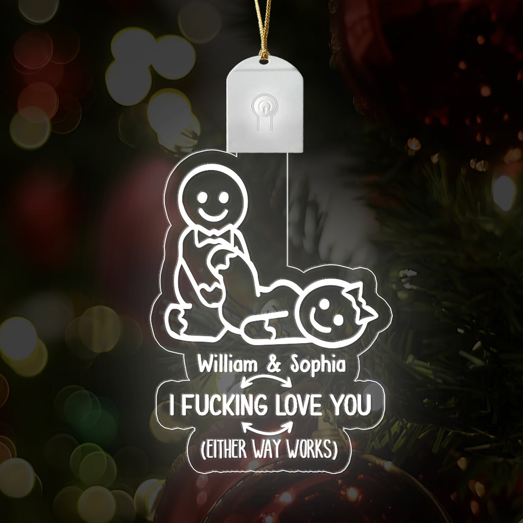 I Love You Naughty Ginger Bread - gift for wife, husband, boyfriend, girlfriend - Personalized Shaped Led Acrylic Ornament