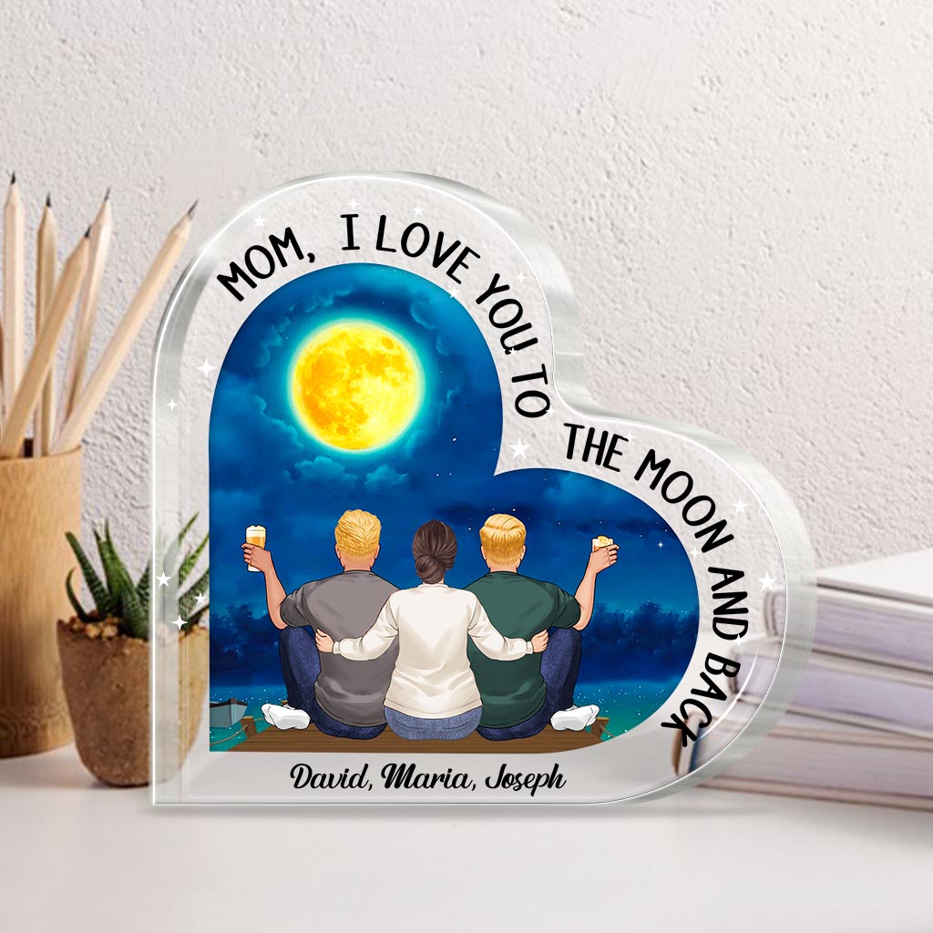 Moon And Back - Gift for mom, grandma - Personalized Custom Shaped Acrylic Plaque