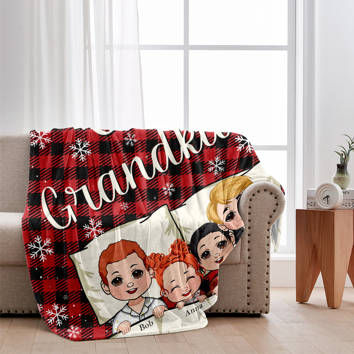 Couverture personnalisée pour grand-mère - Nos petits-enfants