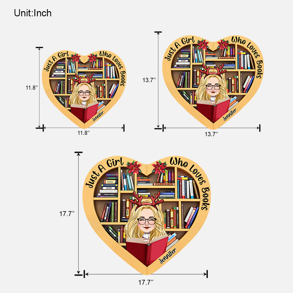 Juste une fille qui aime les livres - Panneau en bois personnalisé en forme de livre