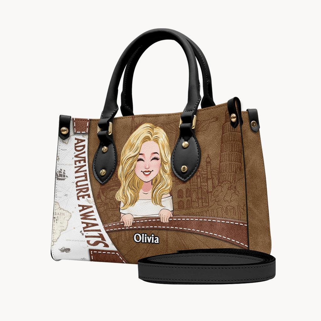 L'aventure vous attend - Sac à main de voyage personnalisé en cuir