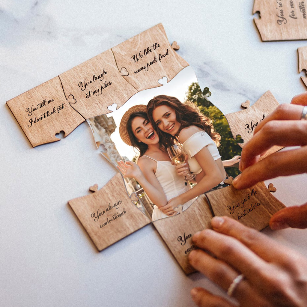 Pourquoi je t'aime, ma meilleure amie ? - Puzzle en bois personnalisé avec photo de ma meilleure amie
