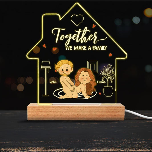 Ensemble, nous formons une famille - Socle lumineux personnalisé en forme de couple