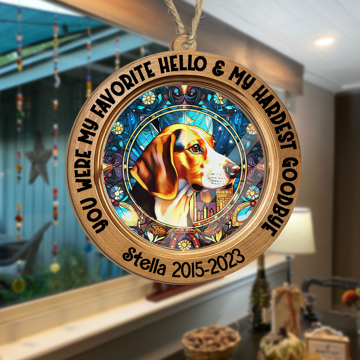 Tu étais mon bonjour préféré et mon au revoir le plus difficile - Attrape-soleil personnalisé pour chien