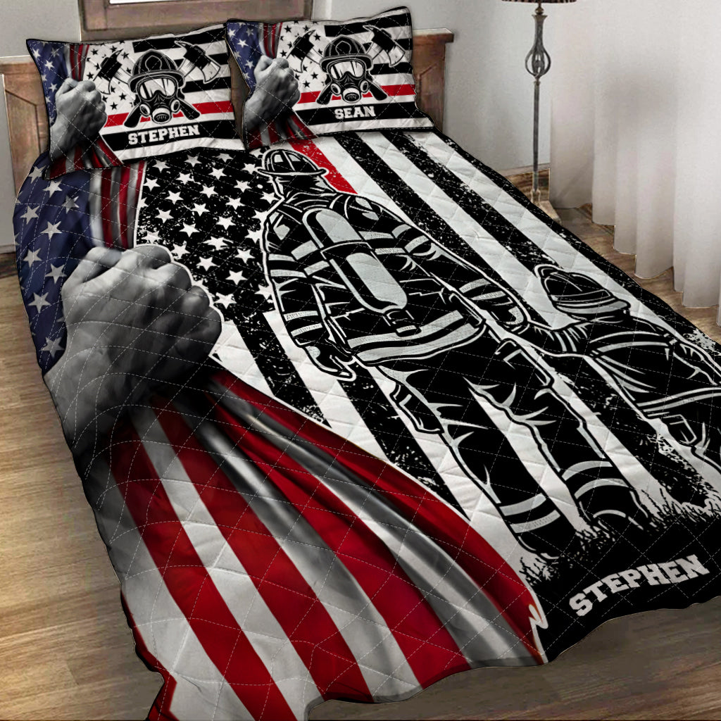 The Hero - Personalized Firefighter Quilt Set