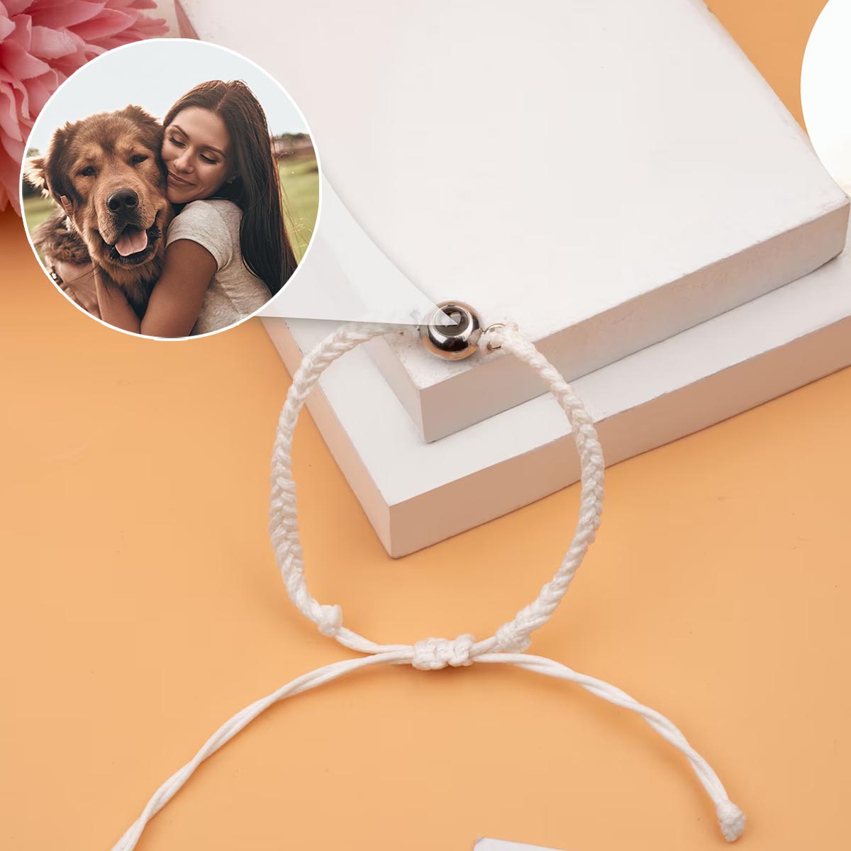 Those We Love Don't Go Away Dog Cat - Gift for dog lovers, who lost dog, who lost cat - Personalized Projection Bracelet