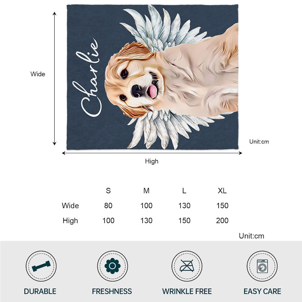 Couverture personnalisée Ailes d'ange pour chien et chat - Cadeau idéal pour les amoureux des chiens et des chats, ou pour ceux qui ont perdu leur animal -
