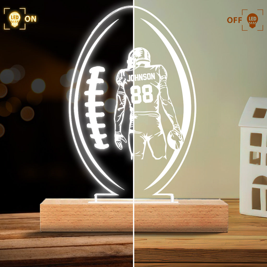 Lampe de nuit en forme de ballon de football - Cadeau idéal pour lui, petit ami, mari, fils - Socle lumineux personnalisé