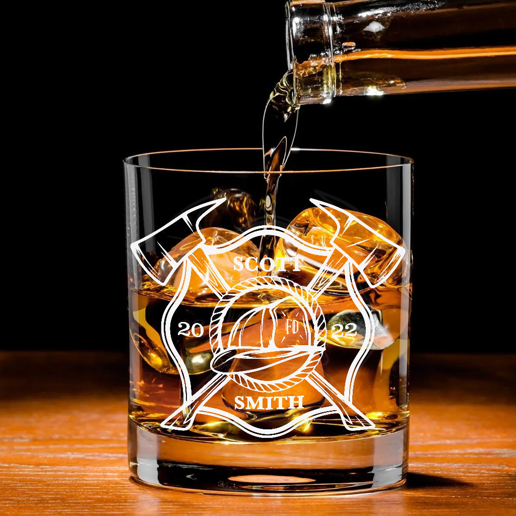 Firefighter Life - Personalized Firefighter Rock Glass