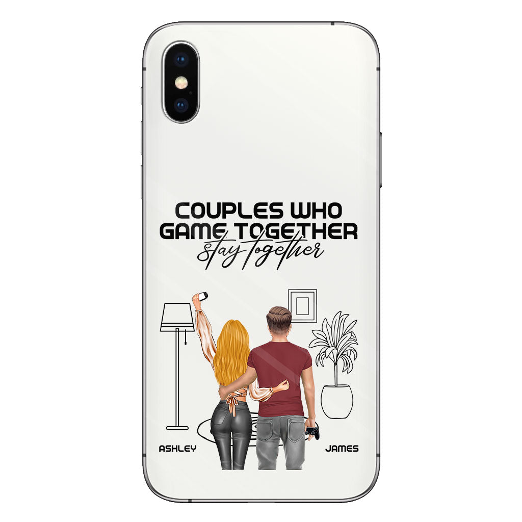 Les couples qui jouent ensemble restent ensemble - Coque de téléphone transparente personnalisée pour jeux vidéo