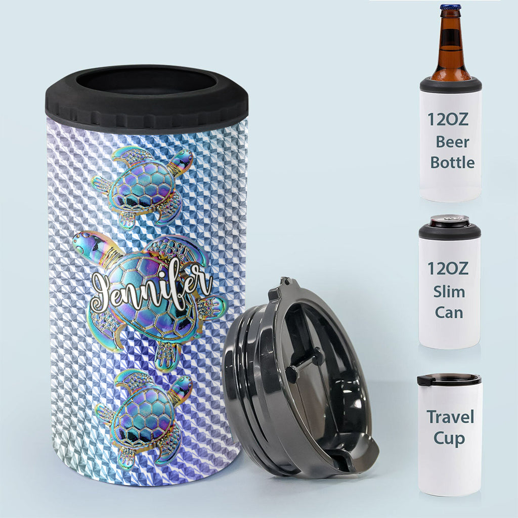 Salty Lil Beach - Refroidisseur de canettes personnalisé en forme de tortue