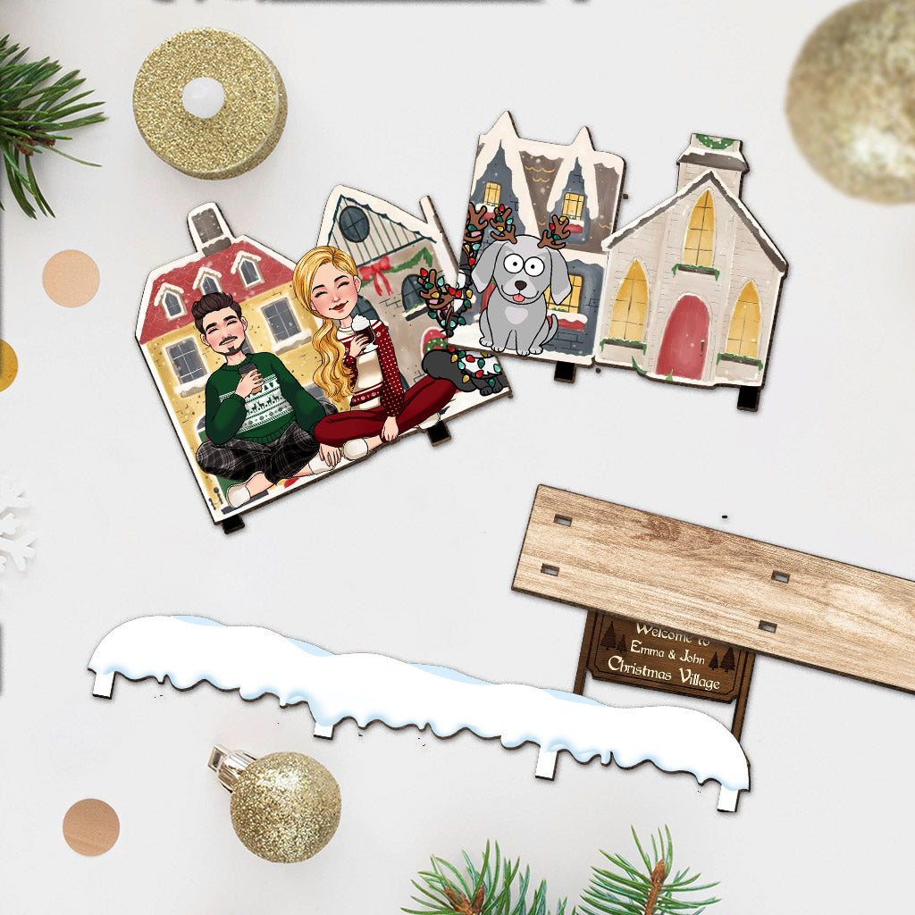 Village de Noël - cadeau pour mari, femme, petit ami, petite amie - Grand village de Noël autoportant personnalisé à 1 niveau