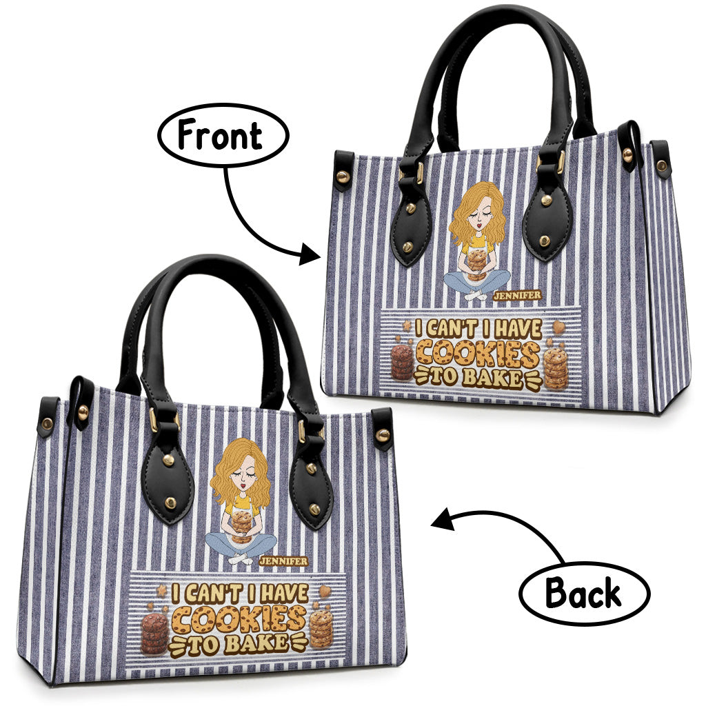 Je ne peux pas, j'ai des biscuits à faire cuire ! - Sac à main en cuir personnalisé pour la pâtisserie
