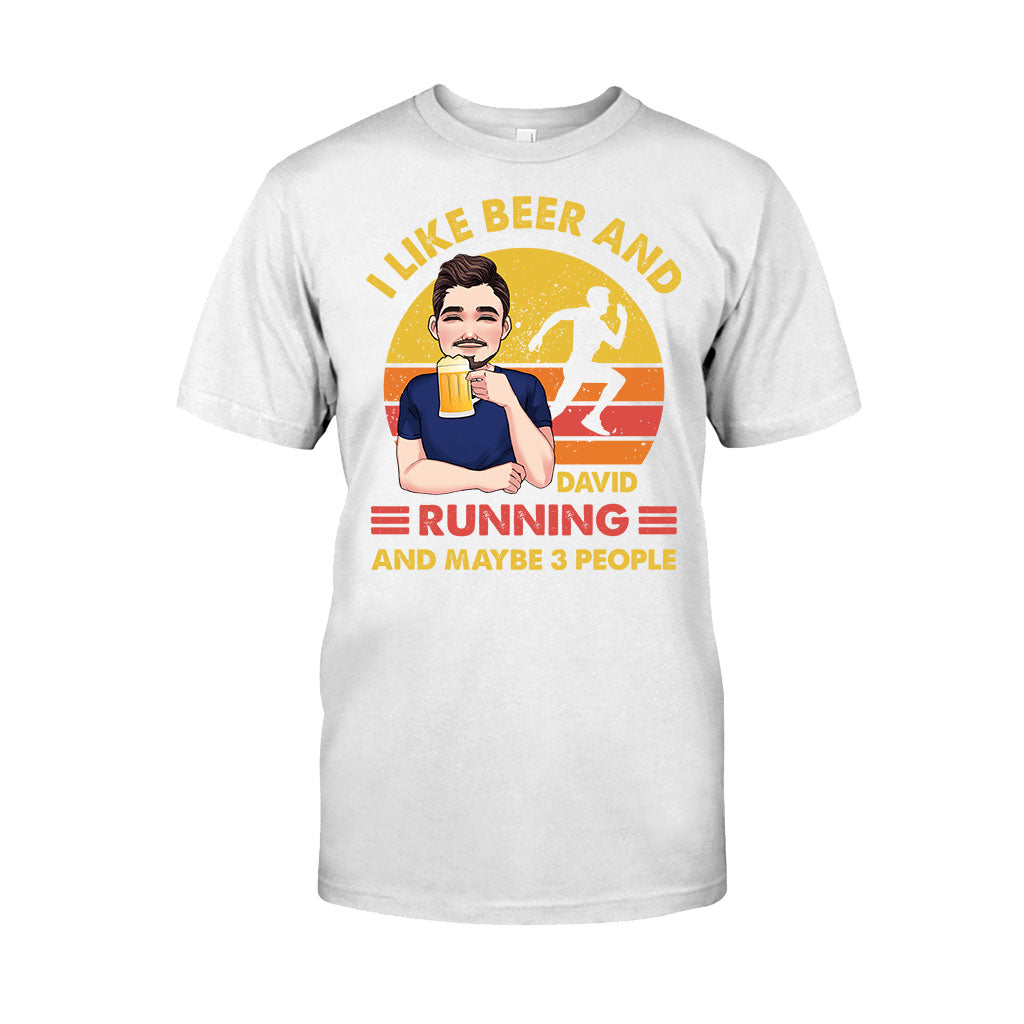 J'aime la bière et la course à pied - T-shirt et sweat à capuche de course personnalisés