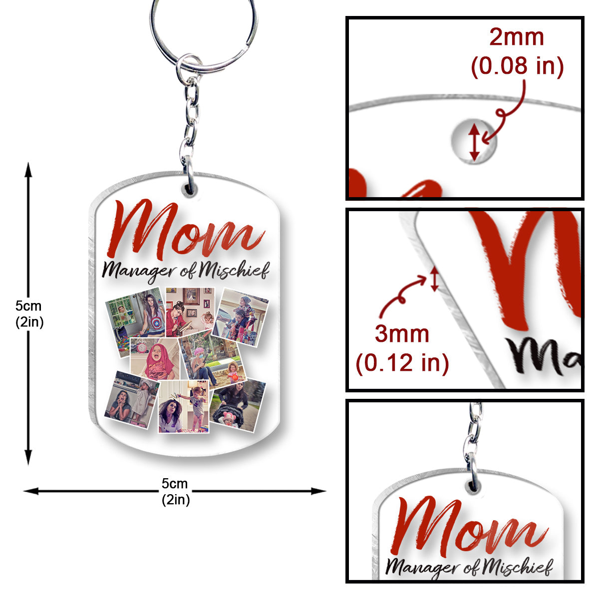 Maman, la reine des bêtises - Porte-clés transparent personnalisé pour maman