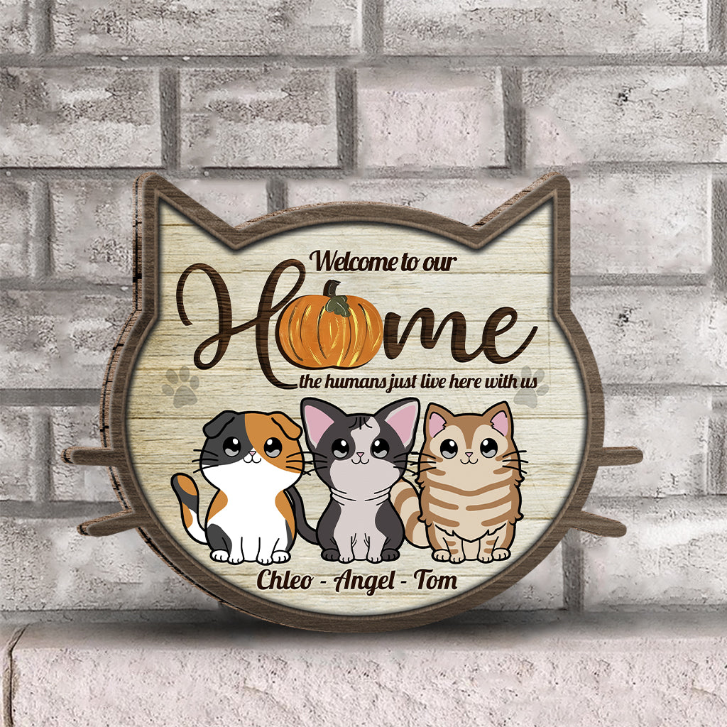 Welcome To Our Home - Personalized Cat Interchangeable Wood Sign