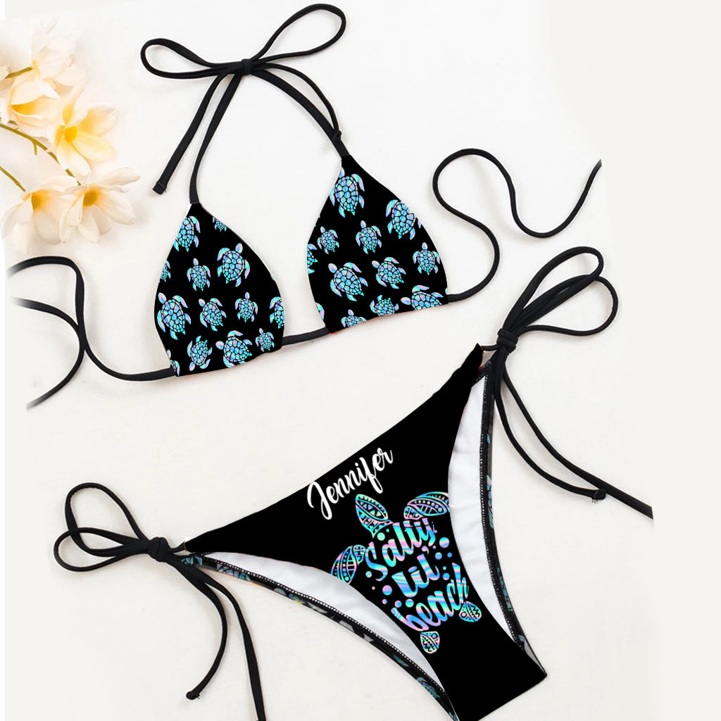 Beach Please - Maillot de bain bikini triangle personnalisé pour amoureux de la mer