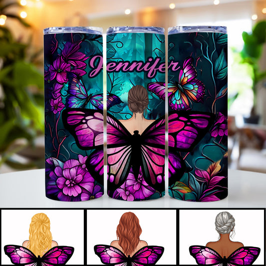Butterfly Girl - Cadeau papillon pour elle - Gobelet isotherme personnalisé