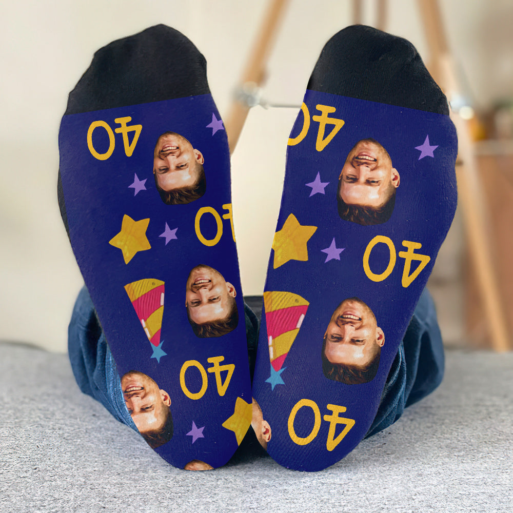 Custom Face Birthday Cake - Personalized Birthday Socks
