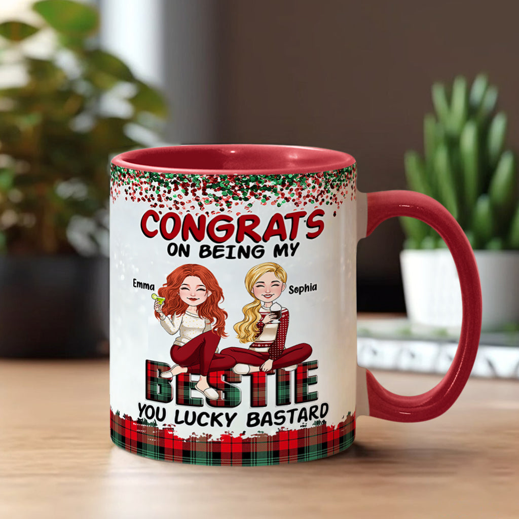 Lucky Bastard Besties - Personalized Bestie Accent Mug