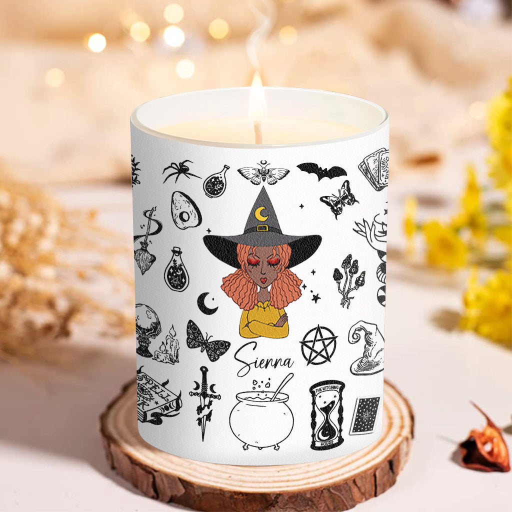 Bouclez votre ceinture, Belle-Fleur ! - Bougie de sorcière personnalisée avec couvercle en bois