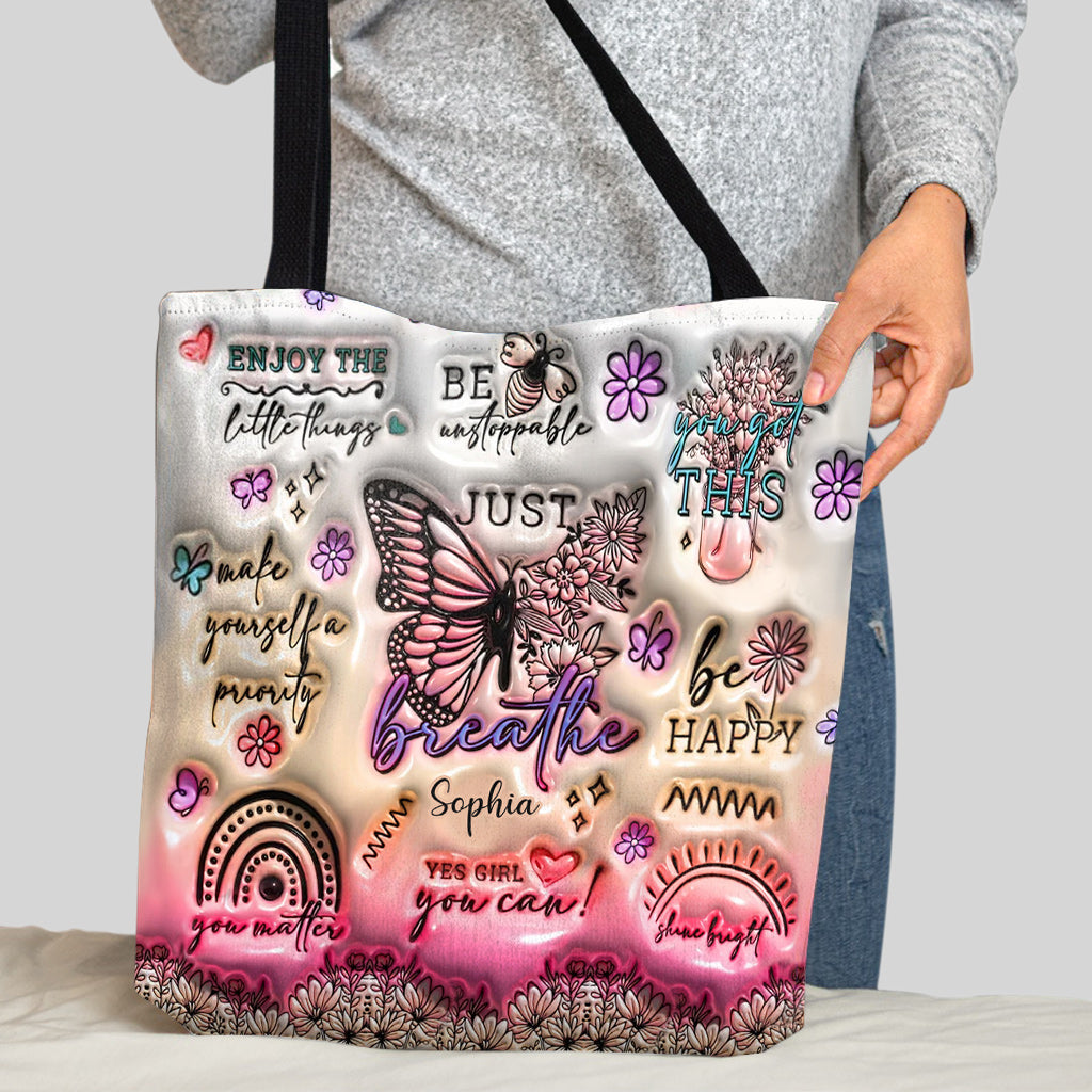 Sac fourre-tout papillon à affirmations positives - Sac fourre-tout papillon personnalisé